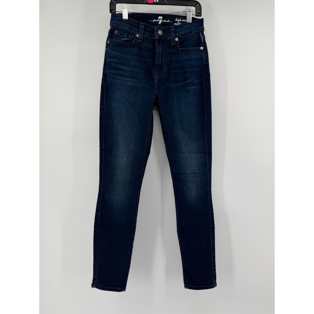 7 For All Mankind Gwenevere High Waist Ankle Jeans 24 Dark Indigo Skinny Stretch